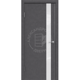 Межкомнатная дверь Александровские двери ALUM 1 (Бетон темный, Лакобель черный)